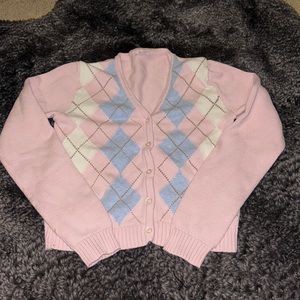 Cropped Argyle Sweater